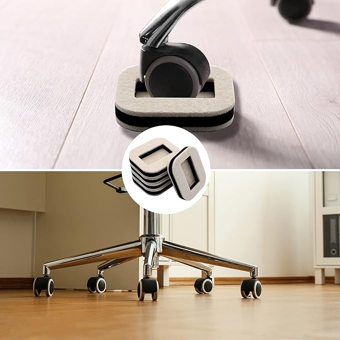 5 Pack Felt Chair Leg Floor Protectors Office Caster Pad for Preserve Hardwood Furniture Stoppers to Prevent Sliding Prevent Scratches Reduce Noise Beige | Furniture Pads - TrueDesk