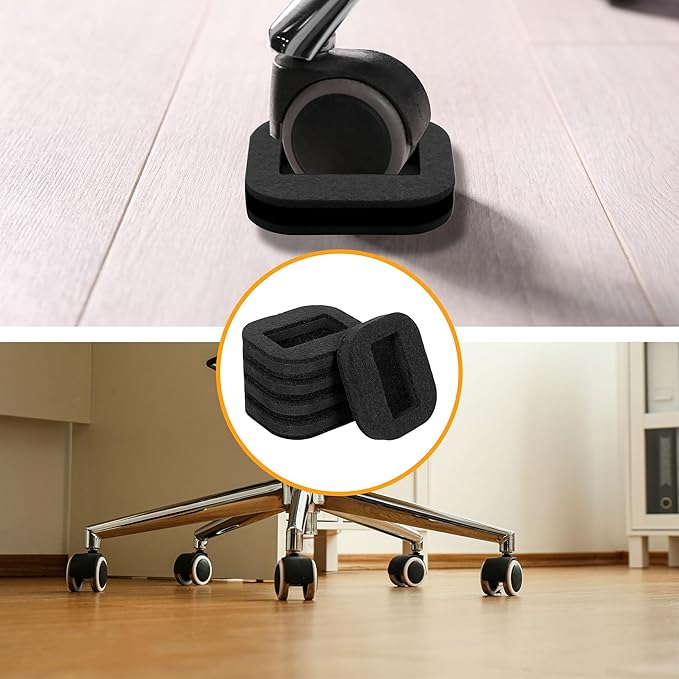 5 Pack Felt Chair Leg Floor Protectors Office Caster Pad for Preserve Hardwood Furniture Stoppers to Prevent Sliding Prevent Scratches Reduce Noise Black | Furniture Cups - TrueDesk