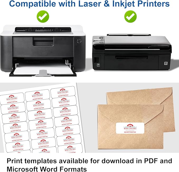 [50 Sheets] 1” X 2 - 5/8” Printable Address Labels 1500 Mailing Label for Envelopes 30 - up Labels White, 5160 8160 Label Sheet for Laser Inkjet Printer | Laser Inkjet Printer Labels - TrueDesk