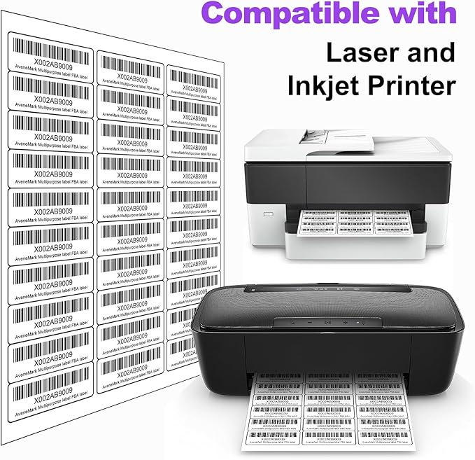 500 Sheets 15000 Address Labels, AveneMark 30 - UP 1" x 2 - 5/8" Shipping Sticker Papers for Laser and Inkjet Printers, 30 Labels per Sheet | Laser Inkjet Printer Labels - TrueDesk