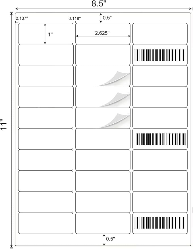 [500 Sheets 15000 Labels] BESTIKER Address Labels 1” x 2 - 5/8” Shipping Mailing Labels 30 per Page Printable FBA Barcode Label, Laser & Inkjet Printer Labels 30up White | Laser Inkjet Printer Labels - TrueDesk