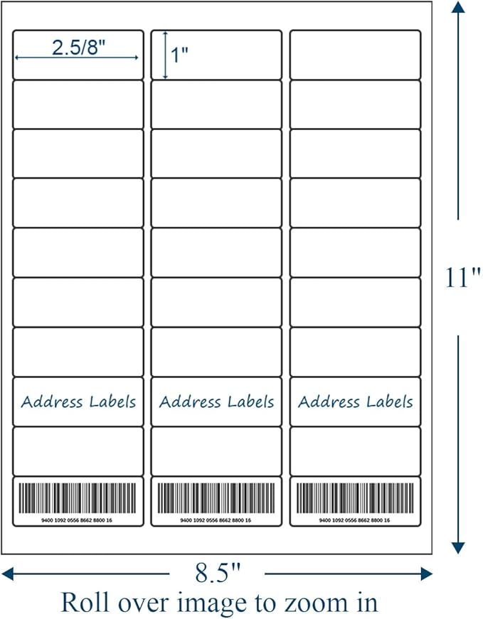 (500 Sheets, 15000 Labels) Sticker Paper, 1" x 2 5/8" Shipping Address Labels, 30 Per Page Self Adhesive Mailing Label for Laser and Inkjet Printers | Shipping Handling Labels - TrueDesk