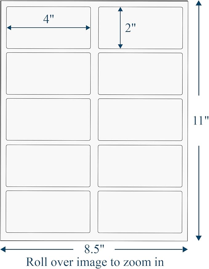 (500 Sheets, 5000 Labels) Sticker Paper, 2" x 4" Shipping Address Labels, 10 Per Page Self Adhesive Mailing Label for Laser and Inkjet Printers | Shipping Handling Labels - TrueDesk
