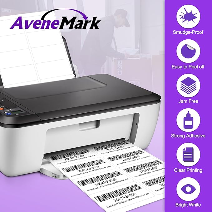 5000 Labels (500 Sheets) - 2" x 4" Shipping Address Labels - 10 - Up Mailing Stickers for Laser/Inkjet Printers - 8.5" x 11" White Printer Labels - Multipurpose Address Papers | Laser Inkjet Printer Labels - TrueDesk