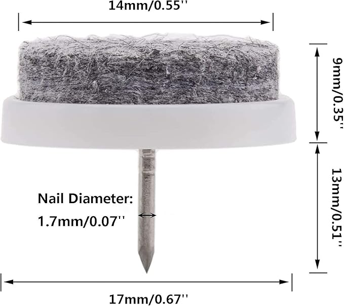 50pcs Round Heavy Duty Felt Furniture Pads,Ulifestar Nail On Furniture Sliders Hardwood Floor Protectors for Chair Table Desk Desser Cabinet Sofa Couch Leg Feet Non Slip (17mm/0.67'' White 50 Pack) | Furniture Pads - TrueDesk