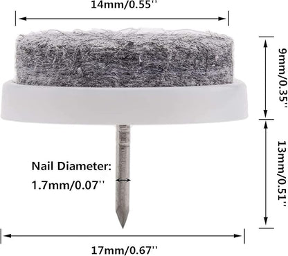 50pcs Round Heavy Duty Felt Furniture Pads,Ulifestar Nail On Furniture Sliders Hardwood Floor Protectors for Chair Table Desk Desser Cabinet Sofa Couch Leg Feet Non Slip (17mm/0.67'' White 50 Pack) | Furniture Pads - TrueDesk