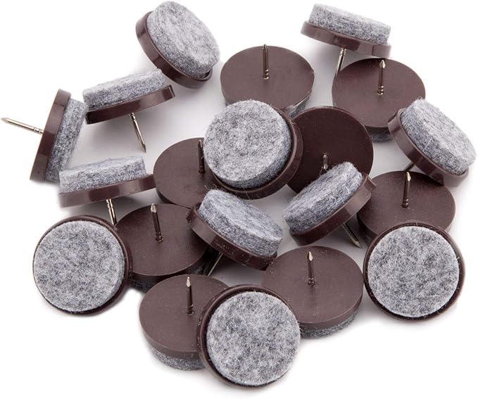 50pcs Round Heavy Duty Felt Furniture Pads,Ulifestar Nail On Furniture Sliders Hardwood Floor Protectors for Chair Table Desk Desser Cabinet Sofa Couch Leg Feet Non Slip Glides Dia 28mm/1.1'' (Brown) | Furniture Pads - TrueDesk