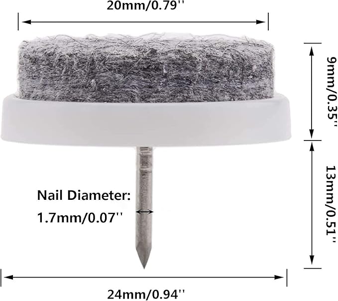 50pcs Round Heavy Duty Felt Furniture Pads,Ulifestar Nail On Furniture Sliders Hardwood Floor Protectors for Chair Table Desk Desser Cabinet Sofa Couch Leg Feet Non Slip (24mm/0.97'' White 50 Pack) | Furniture Pads - TrueDesk