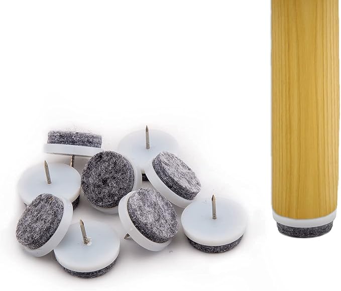 50pcs Round Heavy Duty Felt Furniture Pads,Ulifestar Nail On Furniture Sliders Hardwood Floor Protectors for Chair Table Desk Desser Cabinet Sofa Couch Leg Feet Non Slip (17mm/0.67'' White 50 Pack) | Furniture Pads - TrueDesk