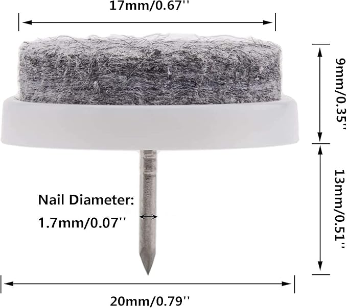 50pcs Round Heavy Duty Felt Furniture Pads,Ulifestar Nail On Furniture Sliders Hardwood Floor Protectors for Chair Table Desk Desser Cabinet Sofa Couch Leg Feet Non Slip (20mm/0.79'' White 50 Pack) | Furniture Pads - TrueDesk