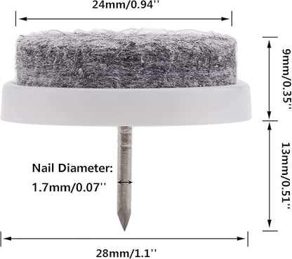 50pcs Round Heavy Duty Felt Furniture Pads,Ulifestar Nail On Furniture Sliders Hardwood Floor Protectors for Chair Table Desk Desser Cabinet Sofa Couch Leg Feet Non Slip Glides Dia 28mm/1.1'' (White) | Furniture Pads - TrueDesk
