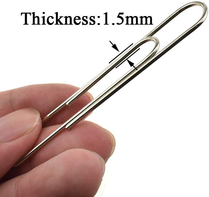 HAHIYO Paper Clips Sturdy Smooth Extra Large 3 inches Length 40 Pack Paperclips Heavy Duty Tight Grip Rust Proof Reusable Metal Bright Silver for Home Office School