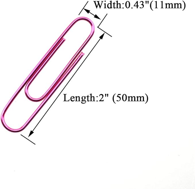 HAHIYO Paper Clips Large 2 inches Length Pink Paperclips Vinyl Coated Prevent Scratching Tearing The Pages Sturdy for Bookmark Organize Home Office School 80 Pack