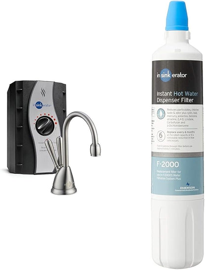 InSinkErator View Instant Hot & Cold Water Dispenser - Faucet & Tank, Satin Nickel, HC-View-SN 10.00 x 11.50 x 0.00 inches & F-2000, 1 Count (Pack of 1), White