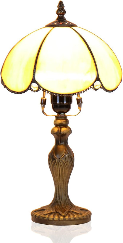 Stained Glass Lamp, Simple European Table Lamp, 8 Inch Small Antique Lamp, for Bedside Nightstand Bedroom Living Room Home Office