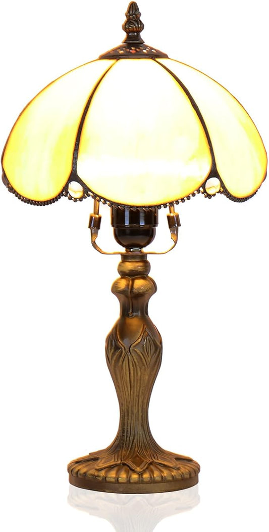 Stained Glass Lamp, Simple European Table Lamp, 8 Inch Small Antique Lamp, for Bedside Nightstand Bedroom Living Room Home Office