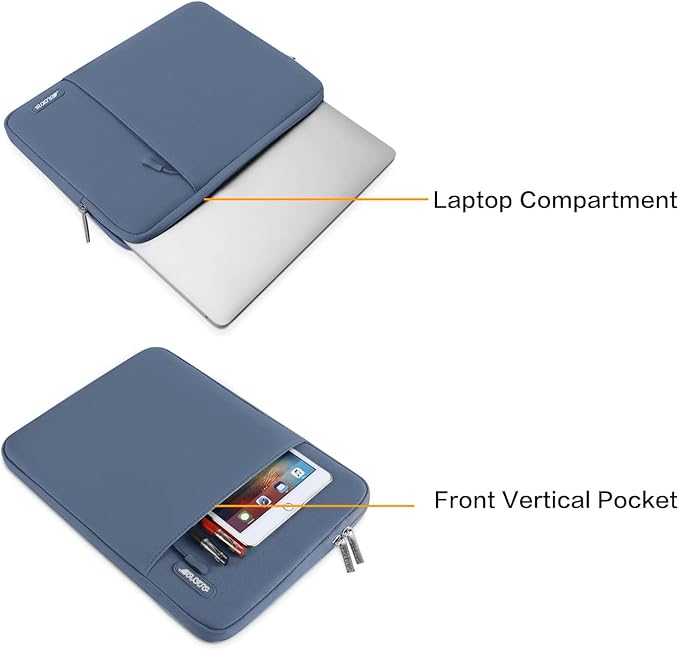MOSISO Laptop Case 16 inch, 15-15.6 inch Laptop Sleeve Compatible with MacBook Pro 16 M4 M3 M2 M1, HP Acer Dell Lenovo ASUS Notebook, Polyester Vertical Computer Sleeve Bag with Pocket, Steel Blue