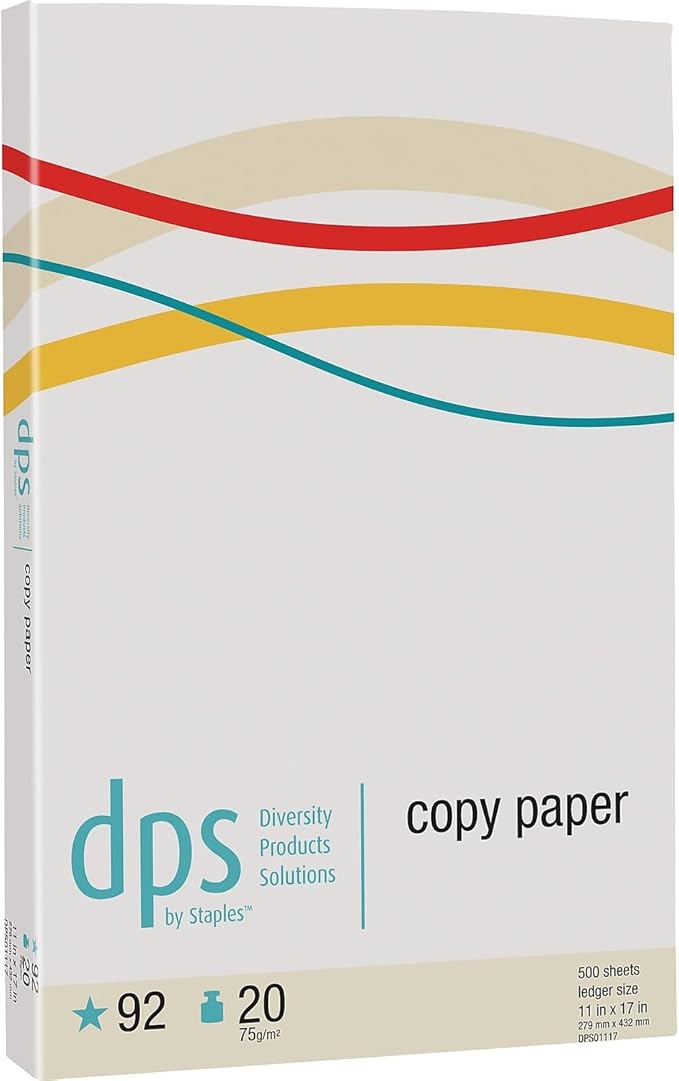 STAPLES DPS 30% Recycled 11" x 17" Copy Paper, 20 lbs., 92 Brightness, 500 Sheets/Ream