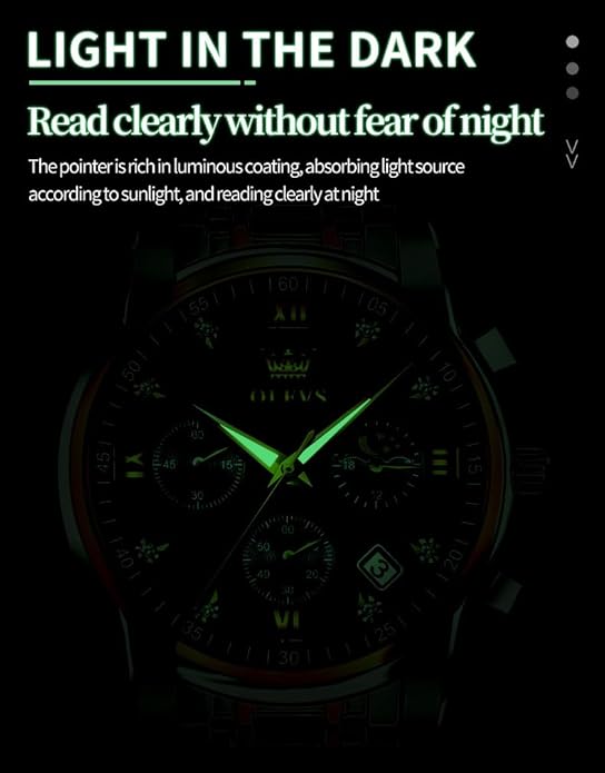 OLEVS Men's Luxury Watch Waterproof Luminous Easy Read Chronograph Watches Full Gold/White Dail/Black Face with Calendar Wristwatch