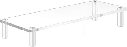 YestBuy 20x7.5 Acrylic Monitor Stand Riser, Clear Computer Stand for Laptop, iMac, Pc, Printer, Desktop Ergonomic,Desk Riser Work from Home Accessories Office Supplies Platform Save Space