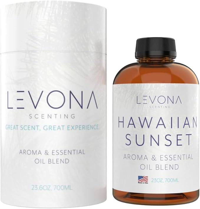 Levona Scent Essential Oil - Fresh Aroma for Home, Office, Hotel & Spa, Perfect in Humidifiers and Diffusers, Luxury Fragrance, with Mandarin Citrus & Grape Notes - 700ml/ 23 fl oz, Hawaiian Sunset