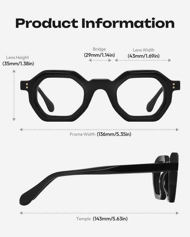 Blue Light Blocking Glasses - Anti Glare & Eyestrain, 99% Filter, Lightweight Acetate Frame for Gaming/Office/Reading