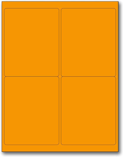 NextDayLabels - 8-1/2 x 11" Neon Color High Light Fluorescent Labels for Laser & Inkjet Printer (Orange Fluorescent, 4 x 5" - 4 Per Page | 400 Labels)