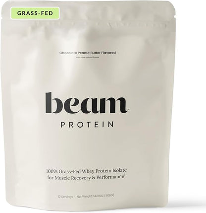 Beam Grass Fed Whey Protein Powder – Chocolate Peanut Butter, 12 Servings, 22g Protein Per Serving, Clean Whey Isolate & Concentrate, Low Carb, Paleo Friendly, GMO Free, Gluten Free, 3rd Party Tested