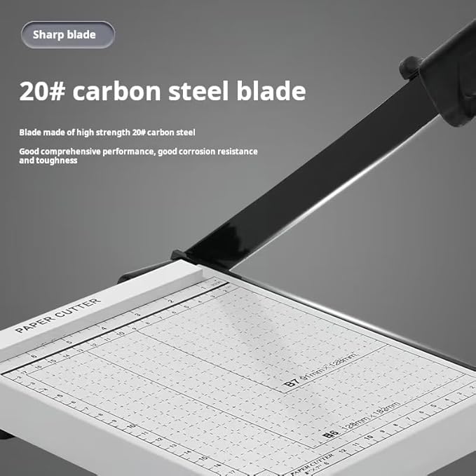 12-Inch Heavy Duty Guillotine Paper Cutter, 12 Sheet Capacity, Self-Sharpening Blade & Safety Lock, Paper Trimmer for Cardstock, Photos, Craft Paper for Office, School, Home Use (White)