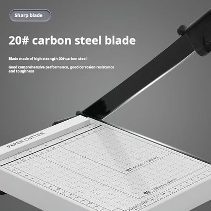 12-Inch Heavy Duty Guillotine Paper Cutter, 12 Sheet Capacity, Self-Sharpening Blade & Safety Lock, Paper Trimmer for Cardstock, Photos, Craft Paper for Office, School, Home Use (White)