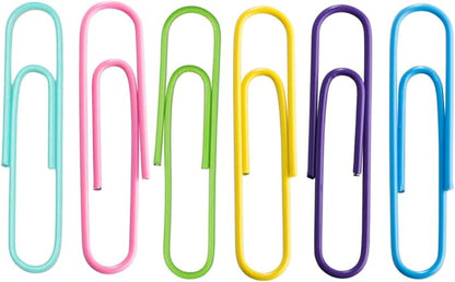 JAM PAPER Colorful Jumbo Paper Clips - Large 2 Inch Paperclips - Spring Assortment - 6 Packs of 75