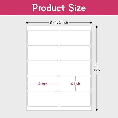 10UP 2" x 4" Shipping Labels Compatible with Laser & Inkjet Printers, Address Mailing Labels Self Adhesive Sticker Labels (100 Sheets,1000 Labels)