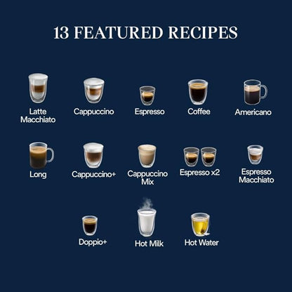 De'Longhi Magnifica Evo Next Fully Automatic Espresso Machine - Programmable Coffee Maker with Grinder and Milk Frother - Hot & Cold Brewer for Espresso, Latte, Cappuccino, Americano, Tea and More