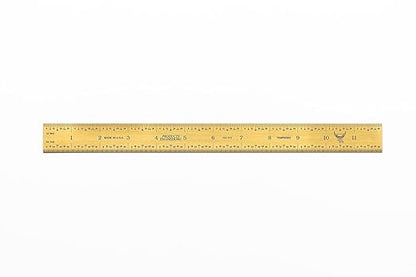 PEC Tools 12"/300mm Rigid Metal Ruler, Titanium Nitride (TiN) Coated Machinist Ruler, E&M Graduation (1/32", 1/64", 0.5mm, 1.0mm), 1" Wide and 0.040" Thick, High Wear Resistance, Made in USA