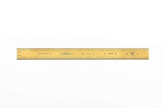 PEC Tools 12"/300mm Rigid Metal Ruler, Titanium Nitride (TiN) Coated Machinist Ruler, E&M Graduation (1/32", 1/64", 0.5mm, 1.0mm), 1" Wide and 0.040" Thick, High Wear Resistance, Made in USA