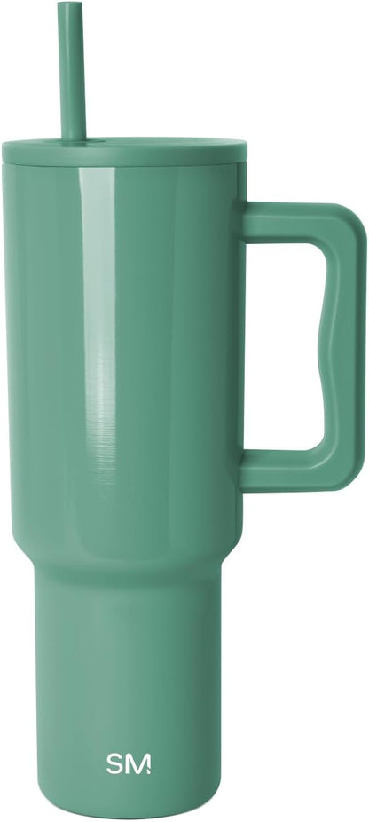 Simple Modern 40 oz Trek Tumbler with Handle and Straw Lid | Cup Holder Friendly Insulated Stainless Steel Travel Mug | Spruce