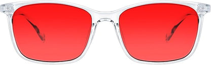 TIJN Sleep Glasses for 99.9% Blue Green Light Blocking for Women Men Dual AR Coating Red Lens for Computer Gaming, TR90