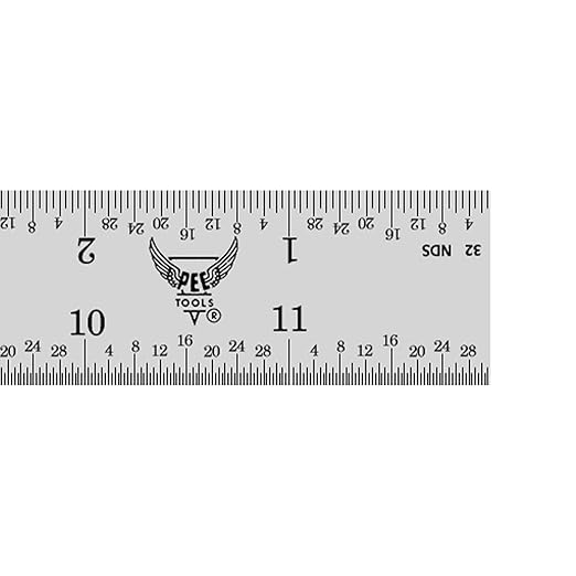 PEC Tools 12" Rigid Metal Ruler (5 Pack), Made from Premium Stainless Steel, 4R Graduation (1/8", 1/16", 1/32", 1/64"), Fully Hardened and Tempered Machinst Rule, Made in USA