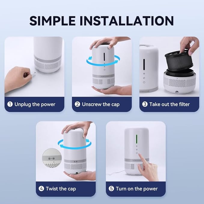 Air Purifiers for Home,H13 HEPA Small Air Purifier for Room up to 960ft²,Air Purifiers for Home Pets,Odor,Dust,Quiet Air Cleaner for Office,Living Room,Bedroom,Kitchen,White 1 Pack