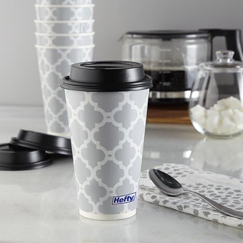 Hefty Disposable Hot Cups with Lids, 16 Ounce, 20 Count (Pack of 4), 80 Total