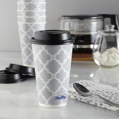 Hefty Disposable Hot Cups with Lids, 16 Ounce, 20 Count (Pack of 4), 80 Total