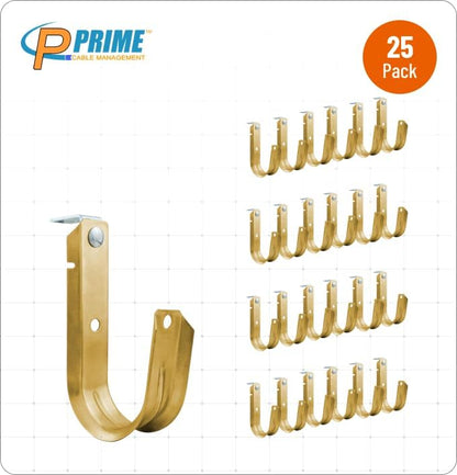 2 Inch Heavy Duty Metal Cable & Wire Support J-Hook Hangers with Angle Clip for Horizontal Surfaces (Ceilings, Beams‚Ķ) & 1/4 inch Threaded Rod for Cable & Wire Management