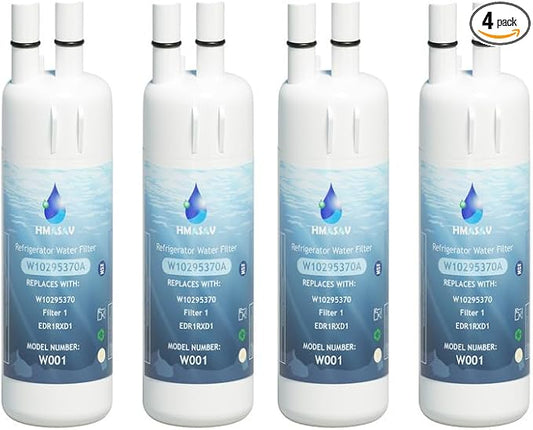 W10295370A water filter replacement, Compatible with Whirlpool EDR1RXD1, Everydrop Filter 1, EDR1RXD1B, W10295370, WHR1RXD1, KAD1RXD1, P4RFKB2, P8RFWB2L, 46-9930,46-9081 4PACK