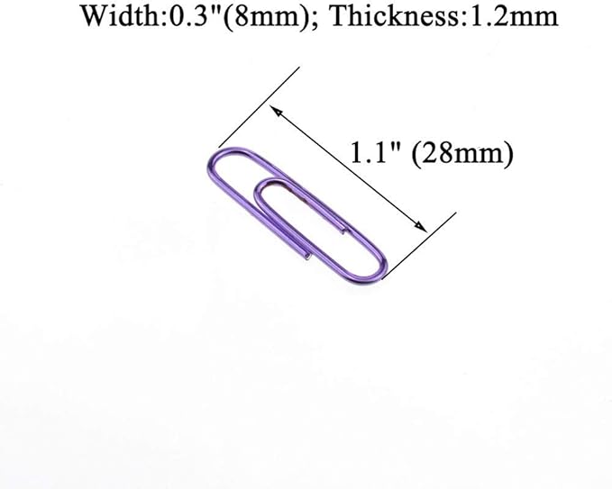 HAHIYO Paper Clips 1.1" (28mm) Length Purple Paperclips Bright Colors Vinyl Coated Prevent Scratching Tearing The Pages Sturdy for Bookmark Organize Home Office School 150 Pack