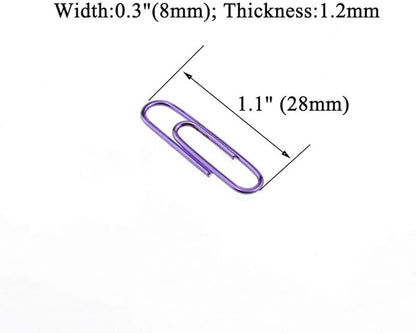 HAHIYO Paper Clips 1.1" (28mm) Length Purple Paperclips Bright Colors Vinyl Coated Prevent Scratching Tearing The Pages Sturdy for Bookmark Organize Home Office School 150 Pack