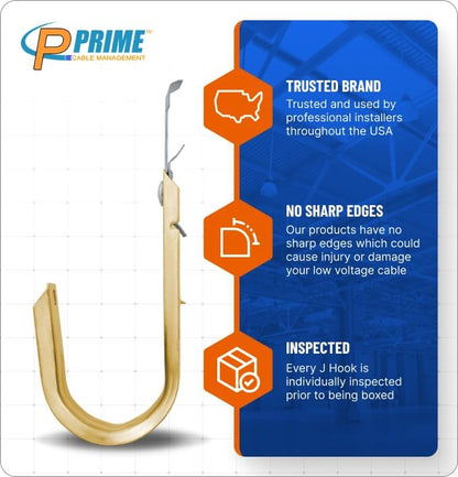 Prime Heavy Duty Metal Cable Support Batwing J-Hook Hangers with Bat Wing Clip for Ceiling Wire & Threaded Rod for Cable Management