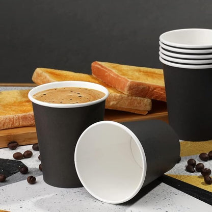 Paper Cups 8 oz 70 Pack, Disposable Paper Coffee Cups Disposable Cups for Hot or Cold Beverage Drinking for Halloween, Party, Picnic, BBQ, Travel, and Event -Black