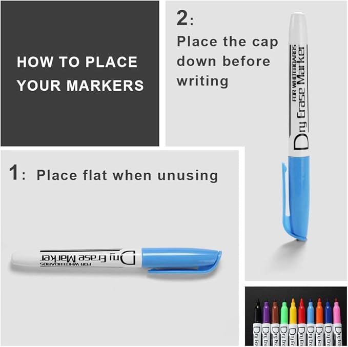 Volcanics Christmas Dry Erase Markers – Colored Whiteboard Markers with Giftable Holiday Packaging, 12 Pcs, Ideal Stocking Stuffer for Kids, Teachers & Families