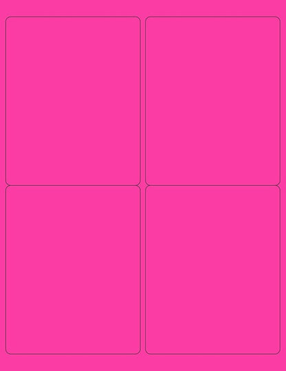 8-1/2 x 11" Neon Color High Light Fluorescent Labels for Laser & Inkjet Printer (Pink Fluorescent, 4 x 5" - 4 Per Page | 400 Labels)