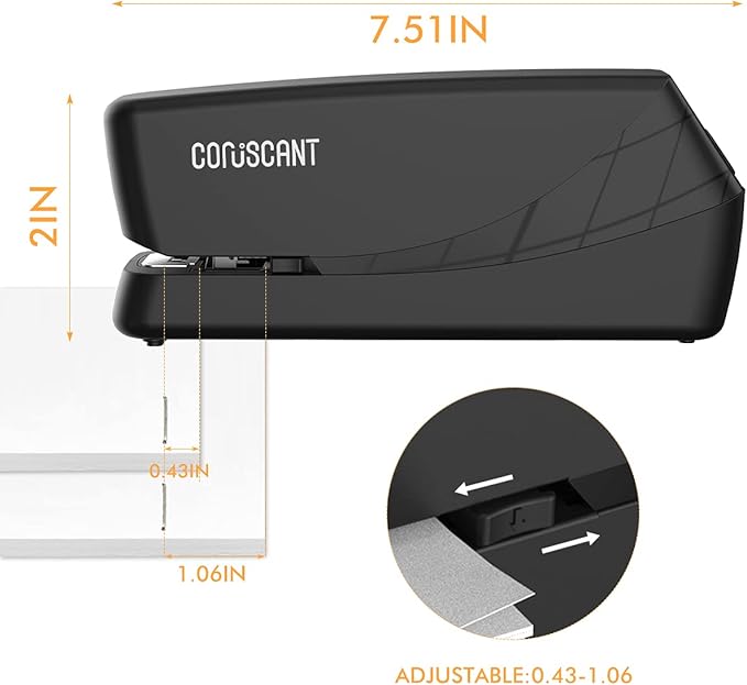 Coruscant Electric, Heavy Duty Automatic Stapler, 25 Sheet, Including 2000 Staples 1 Staple Remover, Desktop AC or Battery Powered for Professional Home Office Use, Black
